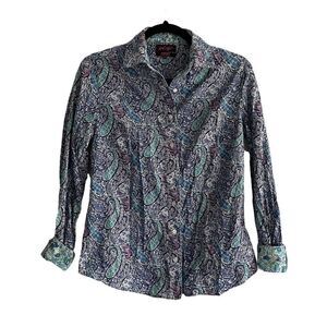 LIBERTY ART FABRICS Lord & Taylor Cotton Floral Print Button Front Shirt XS
